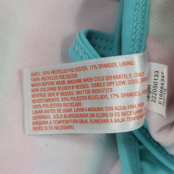 Cat & Jack Girls Swimsuit Set Pink Blue Medium Bikini Skirt Cover Stripe 3 Piece - Picture 7 of 16